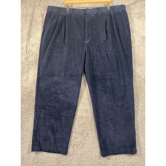 Lands' End Other - Mens Wide Wale Corduroy Pants 44x29.5 Lands' End Blue Pleated Relaxed Old Money